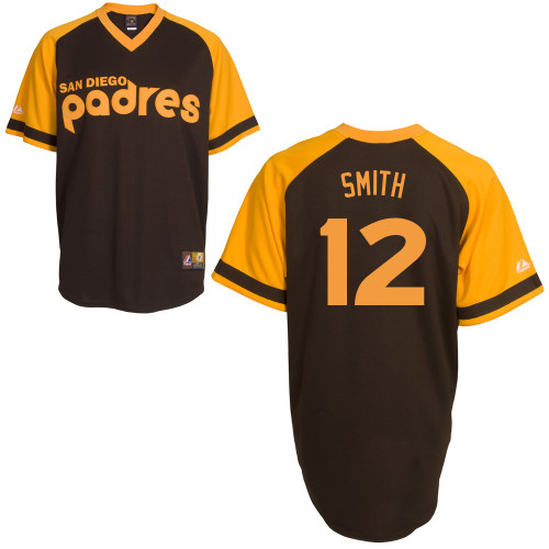 Seth Smith #12 MLB Jersey-San Diego Padres Men's Authentic Cooperstown Baseball Jersey